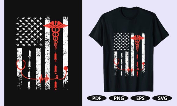 Nurse USA Flag Graphic T-Shirt Design: More Than a T-Shirt File